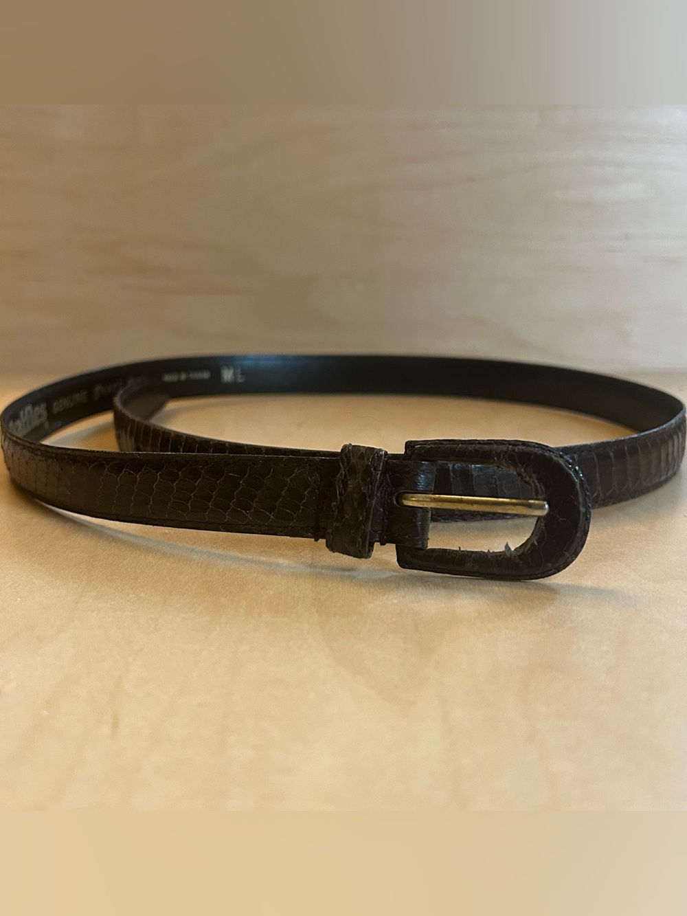 Vintage Skaffles Brown Genuine Snakeskin
Skinny Belt - Size M/L
